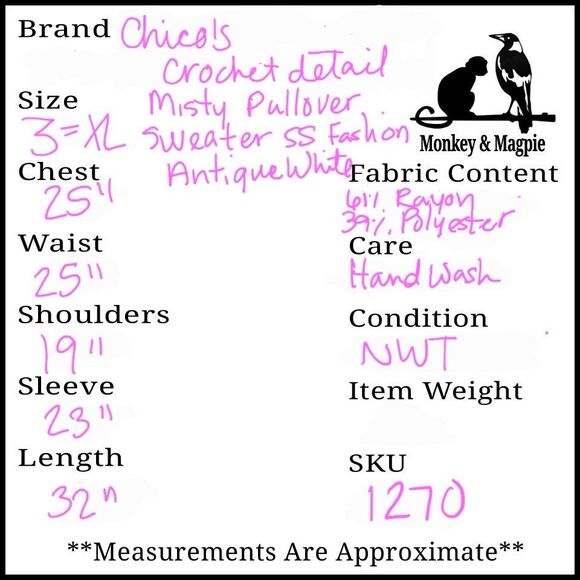 Chicos VNeck Macrame Sheer Top Blouse Women 3 XL White Fringe Boho Cottage NWT - Picture 10 of 10